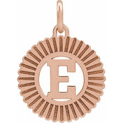 14K Rose Initial E Pendant