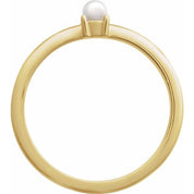 14K Yellow Cultured White Seed Pearl Ring