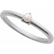 14K White Cultured White Seed Pearl Ring