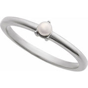 14K White Cultured White Seed Pearl Ring