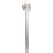 14K White Cultured White Seed Pearl Ring