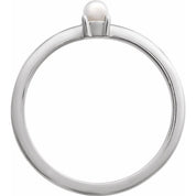 14K White Cultured White Seed Pearl Ring