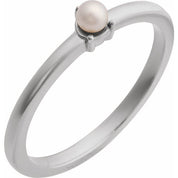 14K White Cultured White Seed Pearl Ring