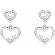 Sterling Silver 1/5 CTW Natural Diamond Heart Earrings