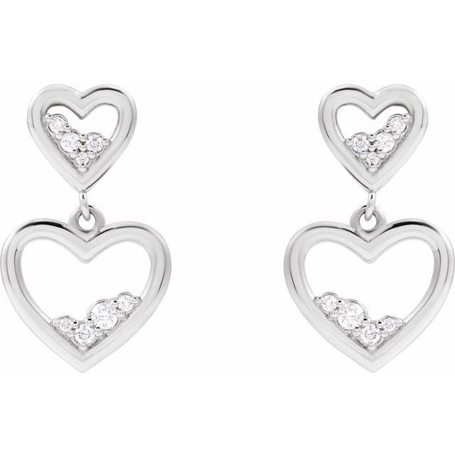 Sterling Silver 1/5 CTW Natural Diamond Heart Earrings