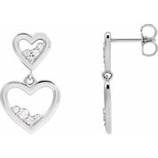 Sterling Silver 1/5 CTW Natural Diamond Heart Earrings
