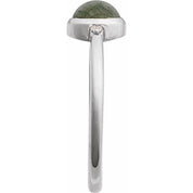 Sterling Silver Natural Moss Agate & .03 CTW Natural Diamond Ring