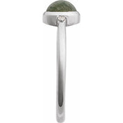 14K White Natural Moss Agate & .03 CTW Natural Diamond Ring