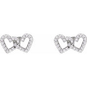 Sterling Silver 1/5 CTW Natural Diamond Interlocking Heart Earrings