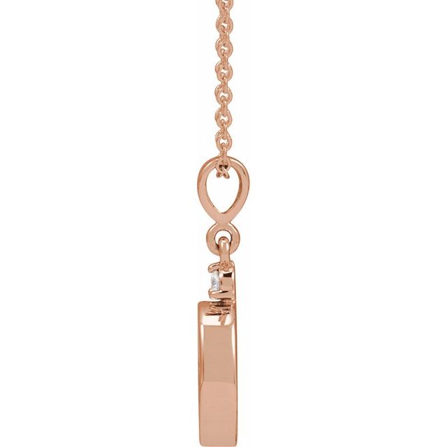 14K Rose 9x7 mm Oval .03 CTW Natural Diamond Semi-Set Cabochon 16-18" Necklace