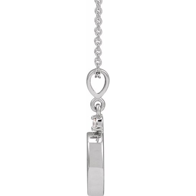 Sterling Silver 9x7 mm Oval .03 CTW Natural Diamond Semi-Set Cabochon 16-18" Necklace