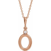 14K Rose 9x7 mm Oval .03 CTW Natural Diamond Semi-Set Cabochon 16-18" Necklace
