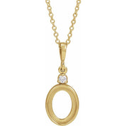 14K Yellow 9x7 mm Oval .03 CTW Natural Diamond Semi-Set Cabochon 16-18" Necklace