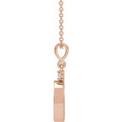 14K Rose 12x10 mm Oval .03 CT Natural Diamond Semi-Set Cabochon 16-18" Necklace