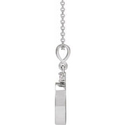 Sterling Silver 12x10 mm Oval .03 CT Natural Diamond Semi-Set Cabochon 16-18" Necklace