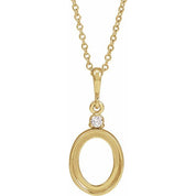 14K Yellow 12x10 mm Oval .03 CT Natural Diamond Semi-Set Cabochon 16-18" Necklace