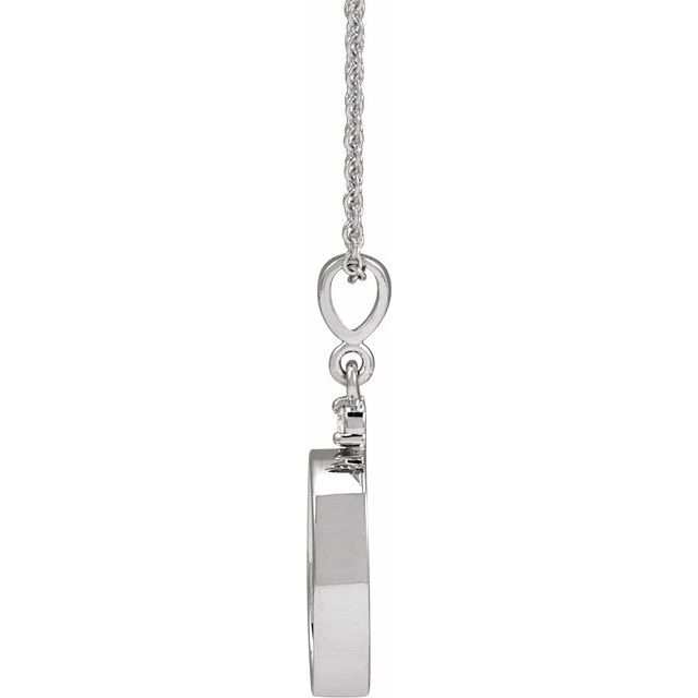 Sterling Silver 10x8 mm Oval .03 CTW Natural Diamond Semi-Set Cabochon 16-18" Necklace