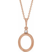 14K Rose 10x8 mm Oval .03 CTW Natural Diamond Semi-Set Cabochon 16-18" Necklace