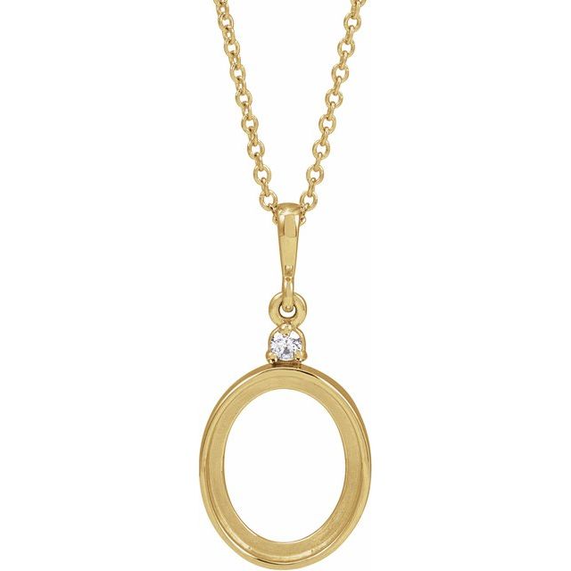 14K Yellow 10x8 mm Oval .03 CTW Natural Diamond Semi-Set Cabochon 16-18" Necklace