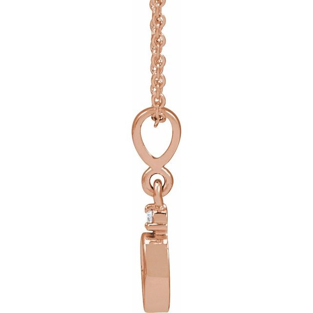 14K Rose 5x3 mm Oval .03 CTW Natural Diamond Semi-Set Cabochon 16-18" Necklace