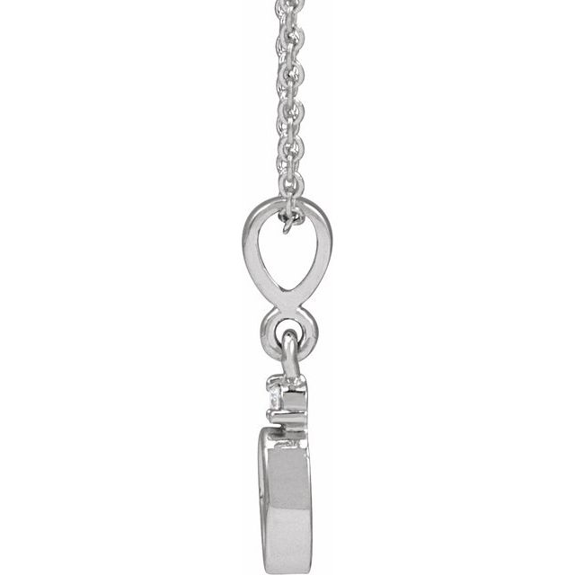 Sterling Silver 5x3 mm Oval .03 CTW Natural Diamond Semi-Set Cabochon 16-18" Necklace
