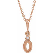 14K Rose 5x3 mm Oval .03 CTW Natural Diamond Semi-Set Cabochon 16-18" Necklace