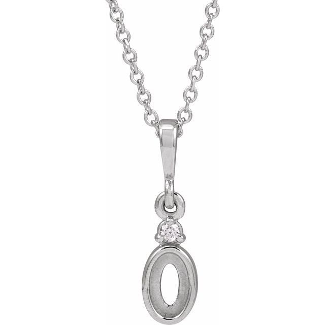 Sterling Silver 5x3 mm Oval .03 CTW Natural Diamond Semi-Set Cabochon 16-18" Necklace