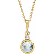 14K Yellow 6 mm Natural Moss Agate & .03 CTW Natural Diamond 16-18" Necklace