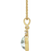 14K Yellow 8x6 mm Natural Moss Agate & .03 CTW Natural Diamond 16-18" Necklace