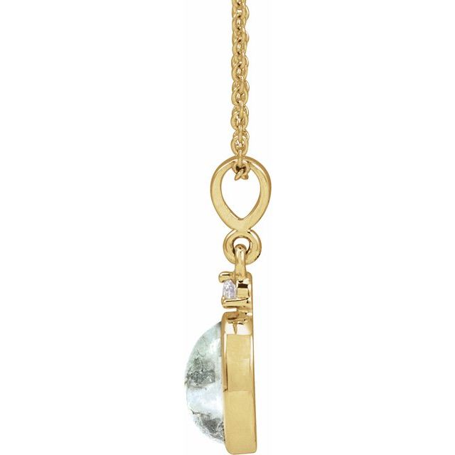 14K Yellow 8x6 mm Natural Moss Agate & .03 CTW Natural Diamond 16-18" Necklace