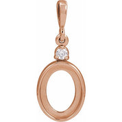 14K Rose 9x7 mm Oval .03 CT Natural Diamond Semi-Set Cabochon Pendant