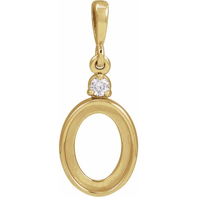 14K Yellow 9x7 mm Oval .03 CT Natural Diamond Semi-Set Cabochon Pendant