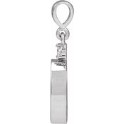 Platinum 12x10 mm Oval .03 CT Natural Diamond Semi-Set Cabochon Pendant