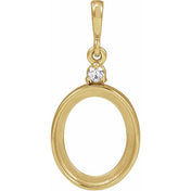 14K Yellow 10x8 mm Oval .03 CT Natural Diamond Semi-Set Cabochon Pendant