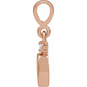 14K Rose 5x3 mm Oval .02 CT Natural Diamond Semi-Set Cabochon Pendant