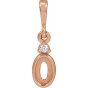 14K Rose 5x3 mm Oval .02 CT Natural Diamond Semi-Set Cabochon Pendant