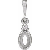 Sterling Silver 5x3 mm Oval .02 CT Natural Diamond Semi-Set Cabochon Pendant
