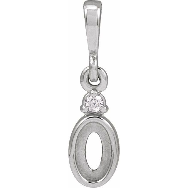 14K White 5x3 mm Oval .02 CT Natural Diamond Semi-Set Cabochon Pendant