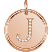 14K Rose .06 CTW Natural Diamond Posh Mommy? Initial J Pendant