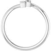 14K White 1/8 CTW Natural Diamond Two Stone Ring