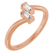14K Rose 1/8 CTW Natural Diamond Two Stone Ring