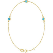 14K Yellow Natural Aquamarine Bezel-Set Three-Stone 6 1/2-7 1/2" Bracelet