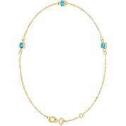 14K Yellow Natural Aquamarine Bezel-Set Three-Stone 6 1/2-7 1/2" Bracelet