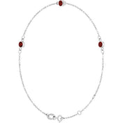 14K White Natural Mozambique Garnet Bezel-Set Three-Stone 6 1/2-7 1/2" Bracelet