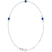 14K White Natural Blue Sapphire Bezel-Set Three-Stone 6 1/2-7 1/2" Bracelet