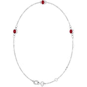 14K White Lab-Grown Ruby Bezel-Set Three-Stone 6 1/2-7 1/2" Bracelet