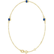 14K Yellow Natural Blue Sapphire Bezel-Set Three-Stone 6 1/2-7 1/2" Bracelet