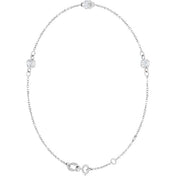 14K White Natural White Sapphire Bezel-Set Three-Stone 6 1/2-7 1/2" Bracelet