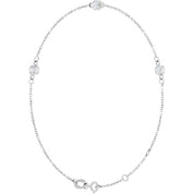 14K White Natural White Sapphire Bezel-Set Three-Stone 6 1/2-7 1/2" Bracelet