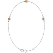 14K White Natural Citrine Bezel-Set Three-Stone 6 1/2-7 1/2" Bracelet
